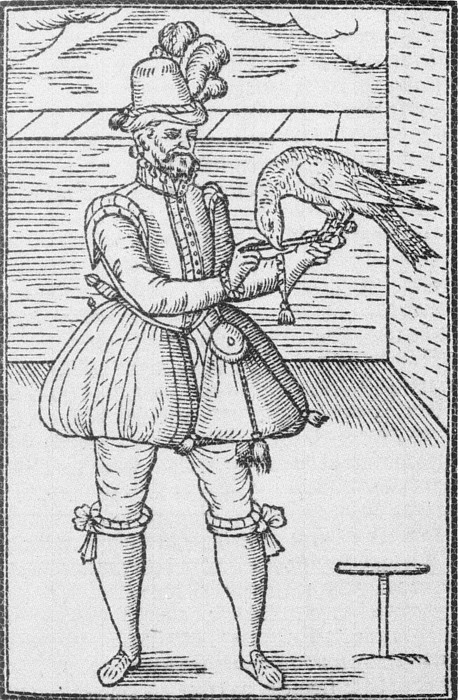 Træsnit fra George Turberville, The Booke of Faulconrie, 1575