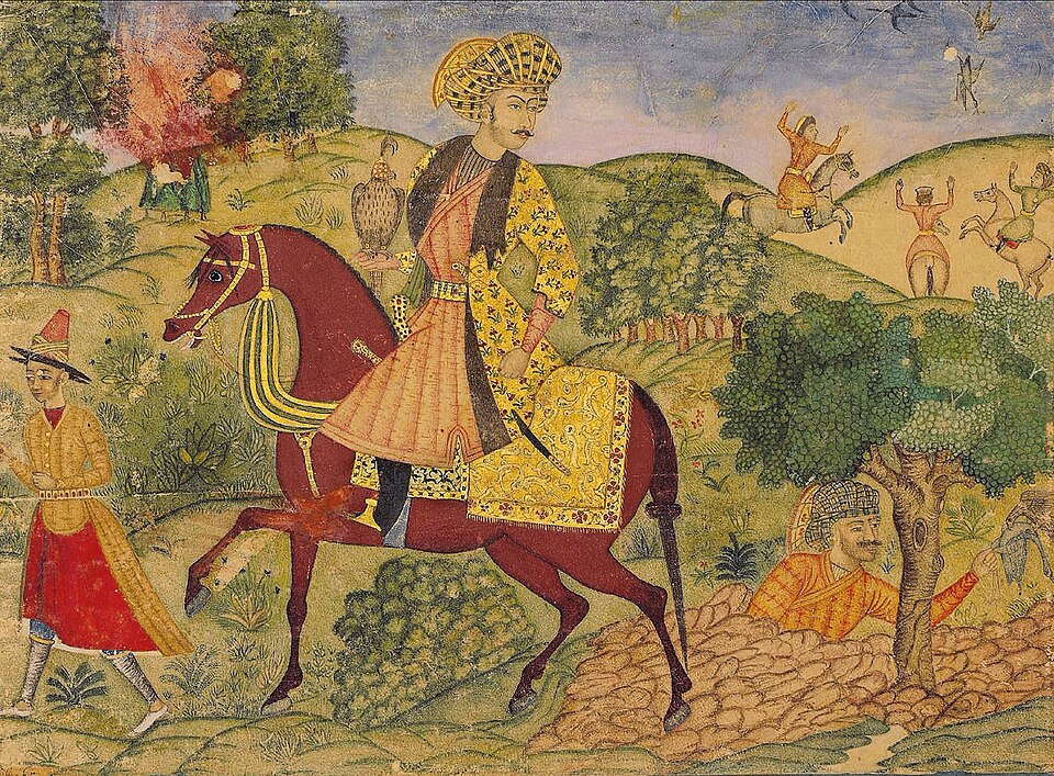 'A nobleman hawking', school of Shaykh 'Abbasi, Isfahan, 1650–1684